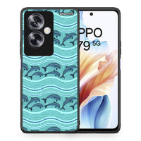 Thumbnail for Θήκη Oppo A79 / A2 Swimming Dolphins από τη Smartfits με σχέδιο στο πίσω μέρος και μαύρο περίβλημα | Oppo A79 / A2 Swimming Dolphins case with colorful back and black bezels