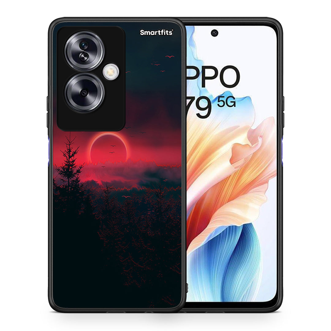 Θήκη Oppo A79 / A2 Sunset Tropic από τη Smartfits με σχέδιο στο πίσω μέρος και μαύρο περίβλημα | Oppo A79 / A2 Sunset Tropic case with colorful back and black bezels