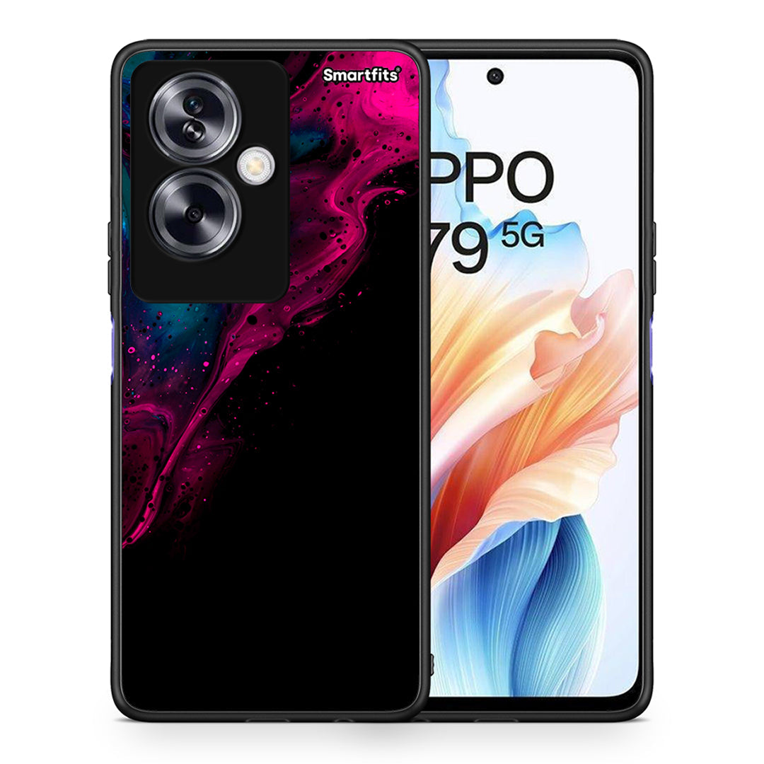 Θήκη Oppo A79 / A2 Pink Black Watercolor από τη Smartfits με σχέδιο στο πίσω μέρος και μαύρο περίβλημα | Oppo A79 / A2 Pink Black Watercolor case with colorful back and black bezels