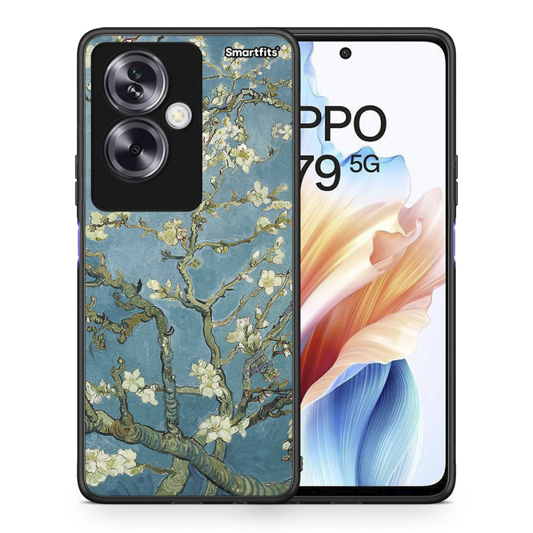 Θήκη Oppo A79 / A2 White Blossoms από τη Smartfits με σχέδιο στο πίσω μέρος και μαύρο περίβλημα | Oppo A79 / A2 White Blossoms case with colorful back and black bezels