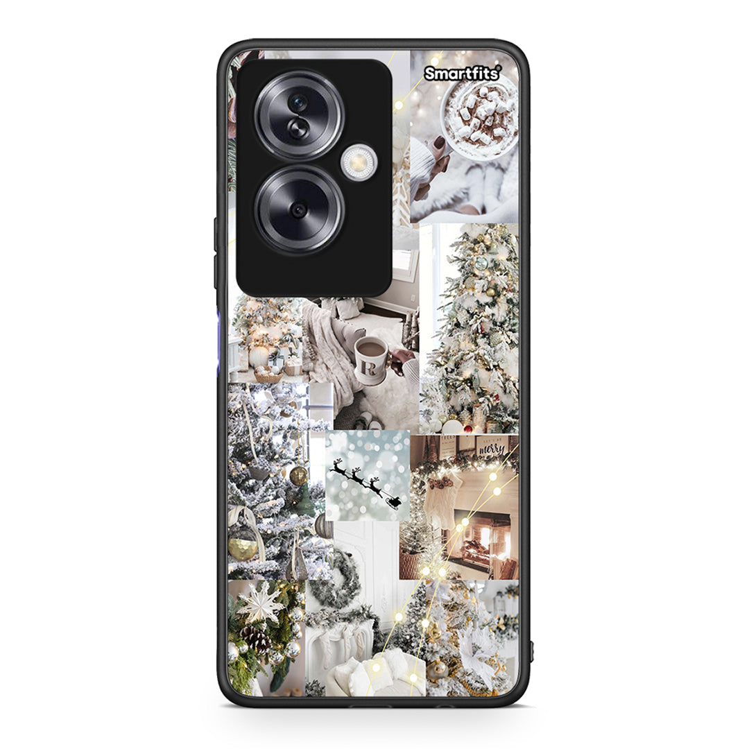 Oppo A79 / A2 White Christmas θήκη από τη Smartfits με σχέδιο στο πίσω μέρος και μαύρο περίβλημα | Smartphone case with colorful back and black bezels by Smartfits