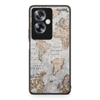 Thumbnail for Oppo A79 / A2 World Map Θήκη από τη Smartfits με σχέδιο στο πίσω μέρος και μαύρο περίβλημα | Smartphone case with colorful back and black bezels by Smartfits