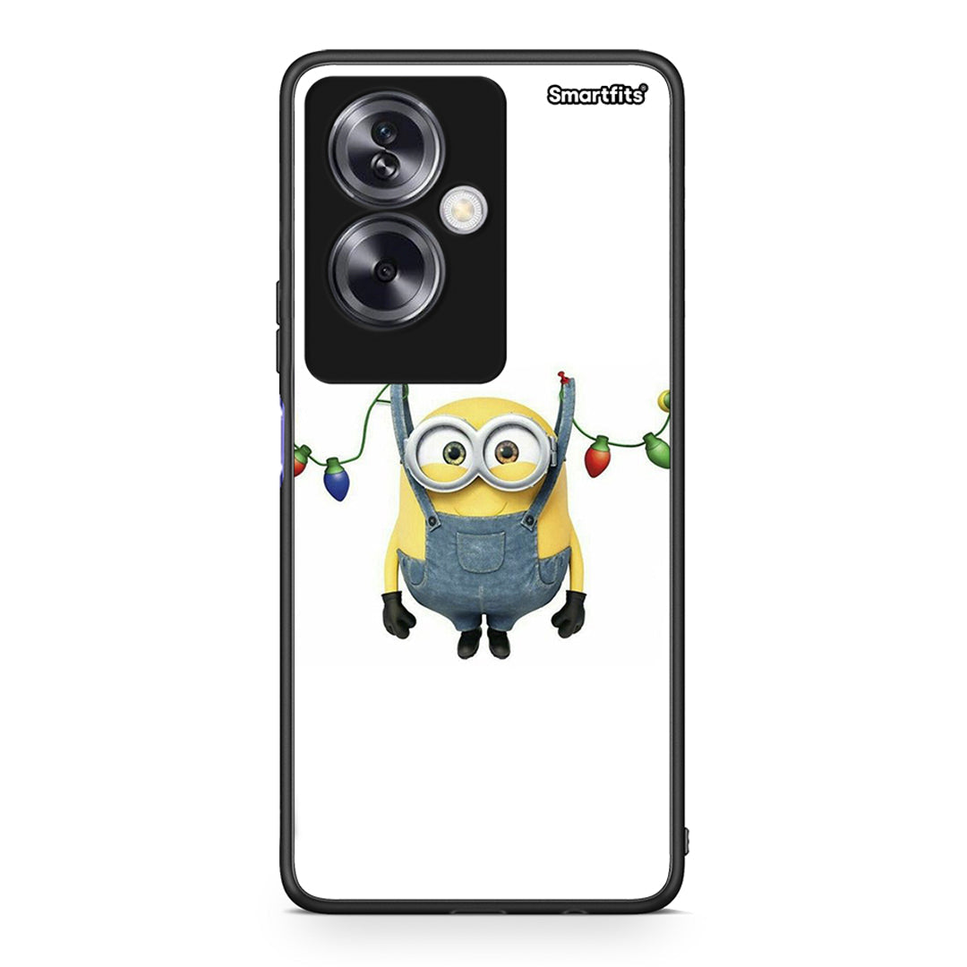 Oppo A79 / A2 Xmas Minion Lights θήκη από τη Smartfits με σχέδιο στο πίσω μέρος και μαύρο περίβλημα | Smartphone case with colorful back and black bezels by Smartfits