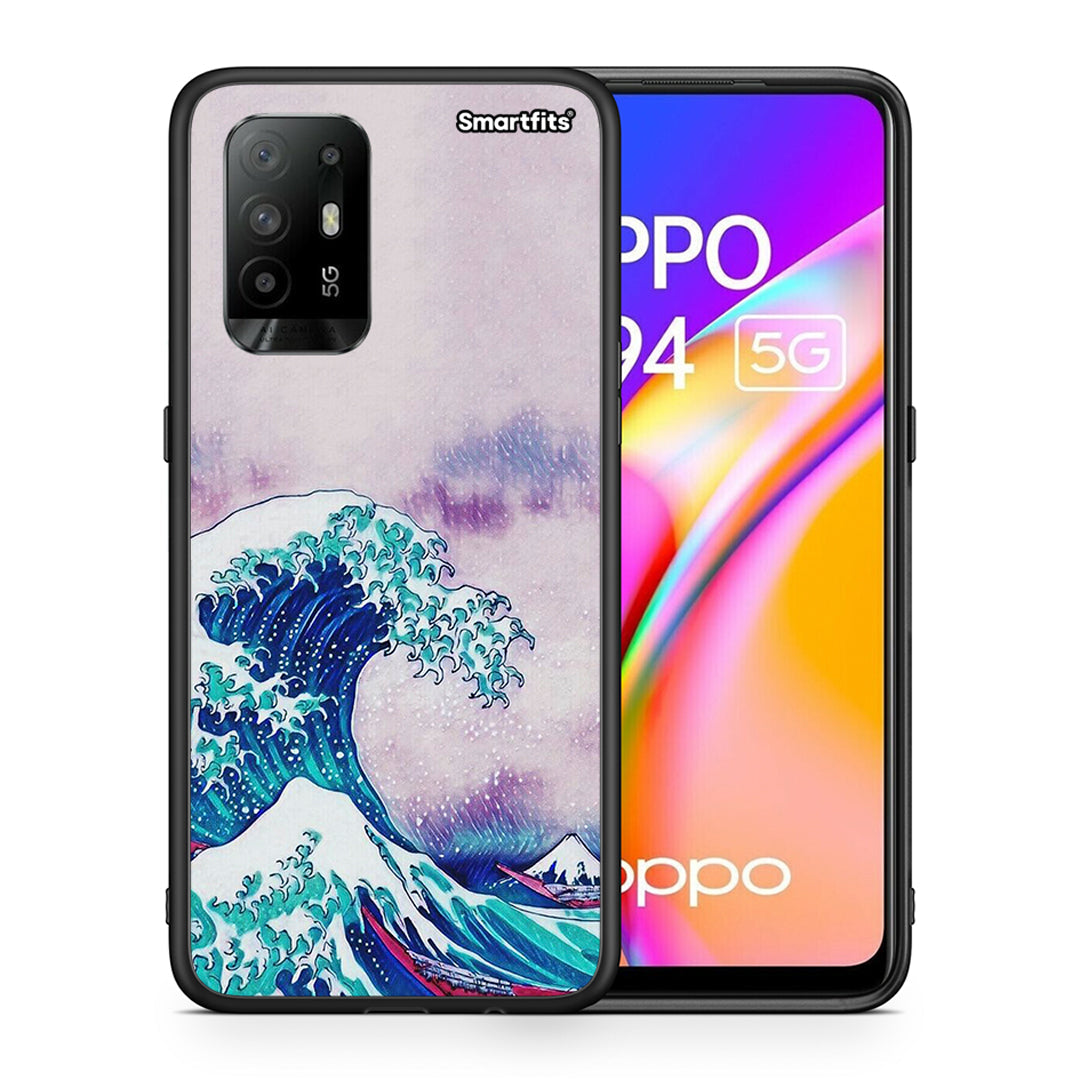 Θήκη Oppo A94 5G Blue Waves από τη Smartfits με σχέδιο στο πίσω μέρος και μαύρο περίβλημα | Oppo A94 5G Blue Waves case with colorful back and black bezels