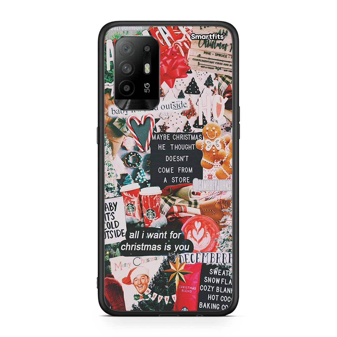 Oppo A94 5G Christmas Happiness θήκη από τη Smartfits με σχέδιο στο πίσω μέρος και μαύρο περίβλημα | Smartphone case with colorful back and black bezels by Smartfits