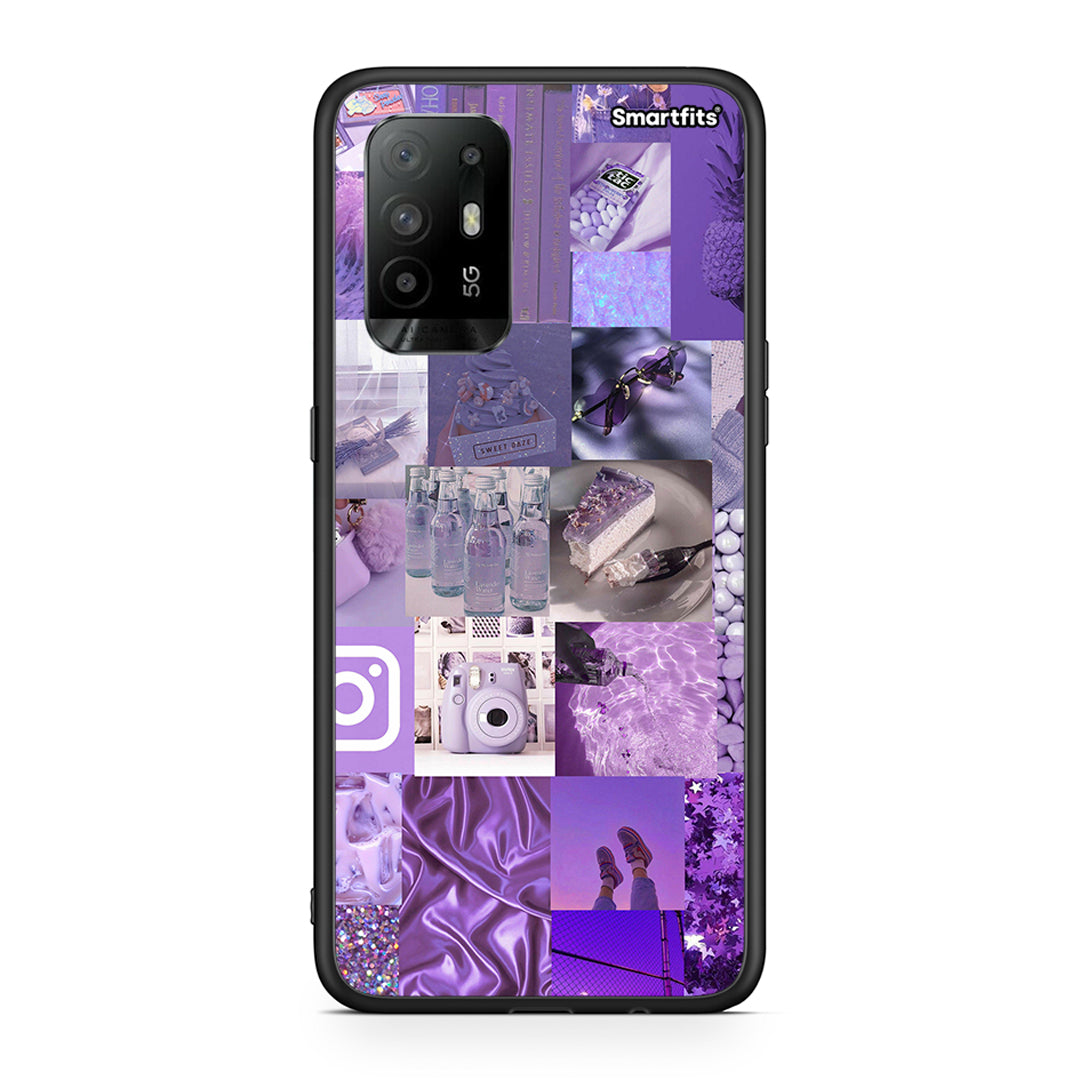 Oppo A94 5G Purple Aesthetic Collage θήκη από τη Smartfits με σχέδιο στο πίσω μέρος και μαύρο περίβλημα | Smartphone case with colorful back and black bezels by Smartfits