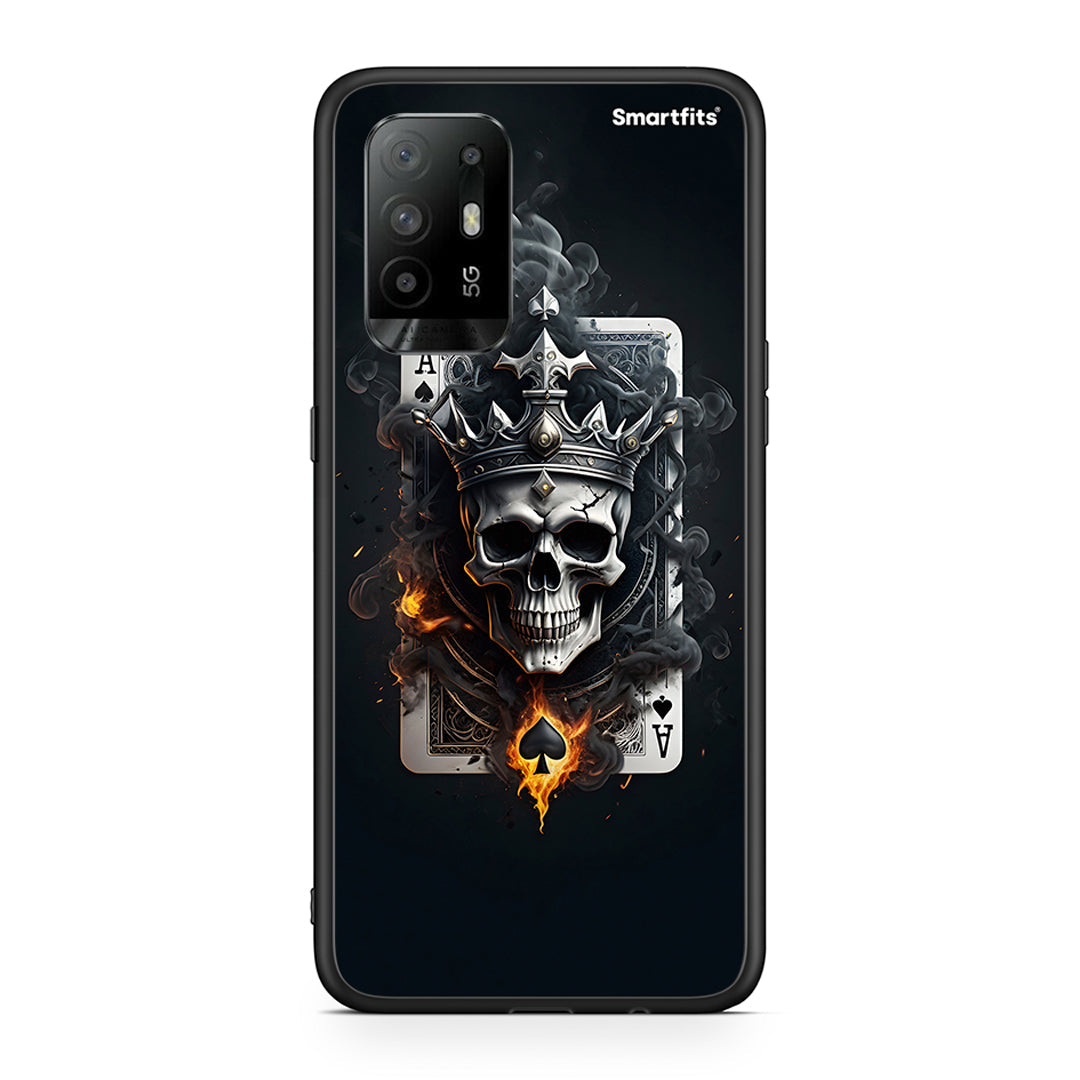 Oppo A94 5G Skull King Ace θήκη από τη Smartfits με σχέδιο στο πίσω μέρος και μαύρο περίβλημα | Smartphone case with colorful back and black bezels by Smartfits