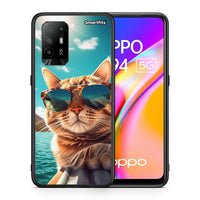 Thumbnail for Θήκη Oppo A94 5G Summer Cat από τη Smartfits με σχέδιο στο πίσω μέρος και μαύρο περίβλημα | Oppo A94 5G Summer Cat case with colorful back and black bezels