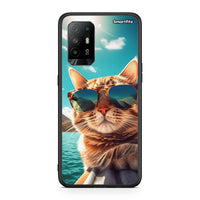 Thumbnail for Oppo A94 5G Summer Cat θήκη από τη Smartfits με σχέδιο στο πίσω μέρος και μαύρο περίβλημα | Smartphone case with colorful back and black bezels by Smartfits