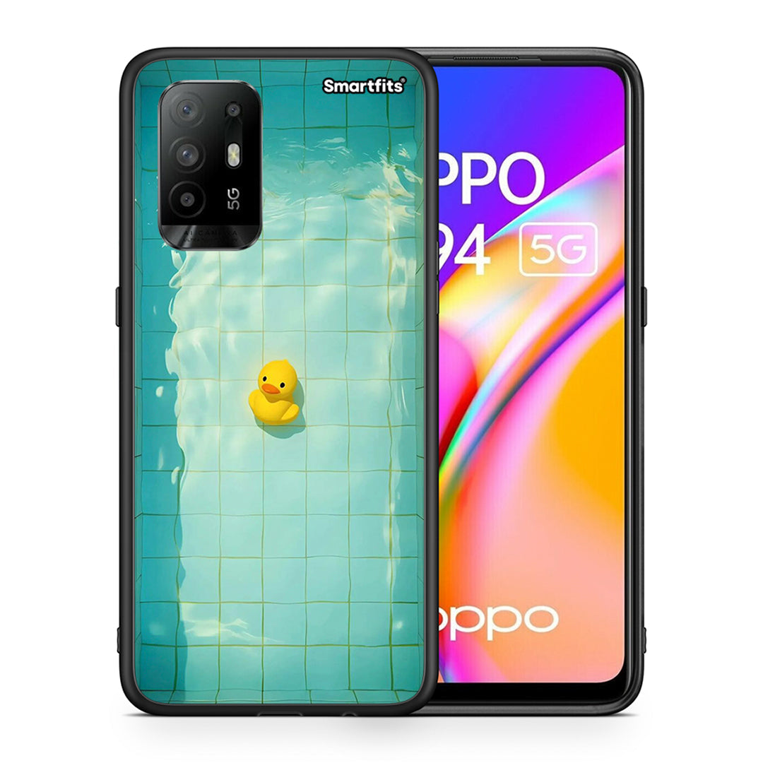 Θήκη Oppo A94 5G Yellow Duck από τη Smartfits με σχέδιο στο πίσω μέρος και μαύρο περίβλημα | Oppo A94 5G Yellow Duck case with colorful back and black bezels