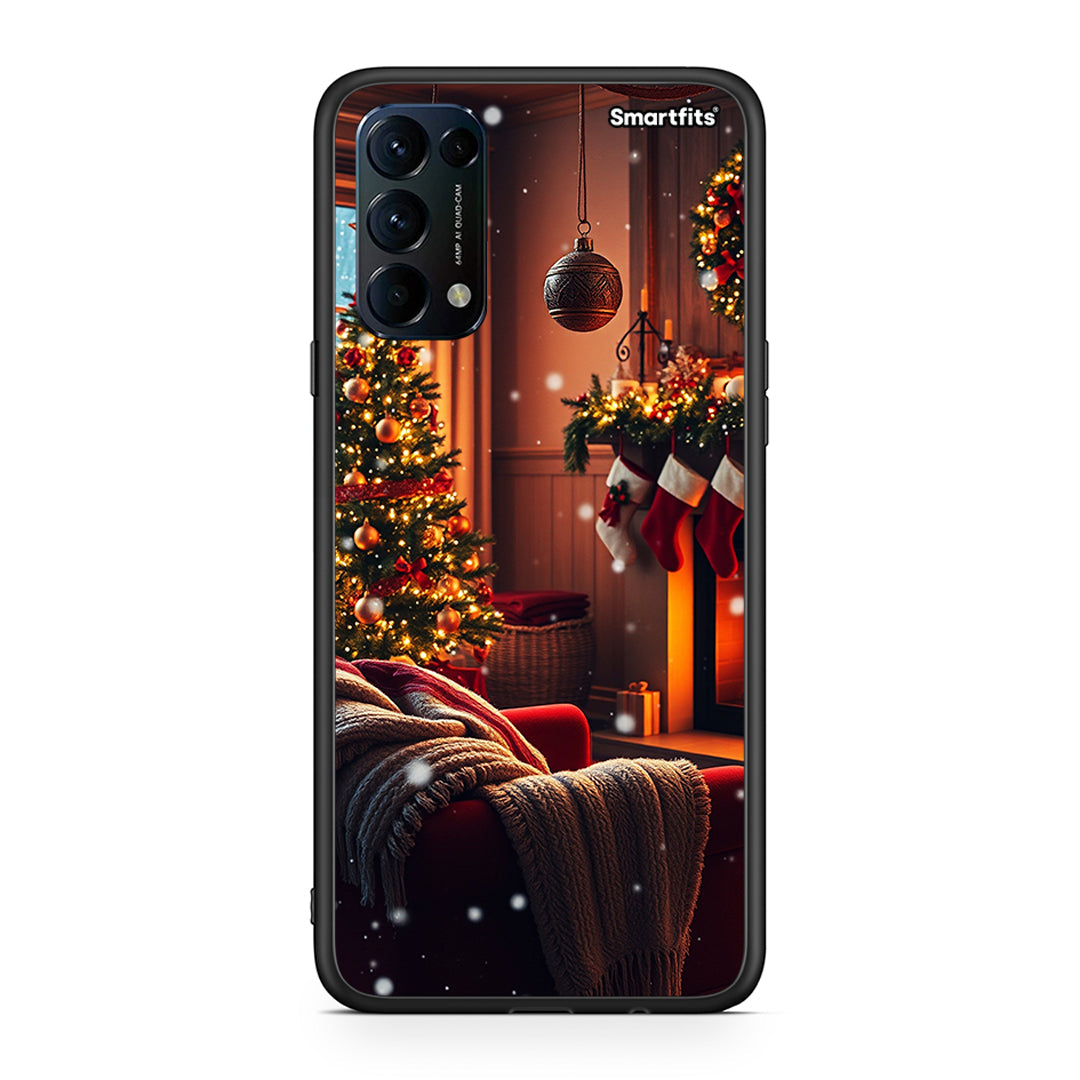 Oppo Find X3 Lite / Reno 5 5G / Reno 5 4G Home For Christmas θήκη από τη Smartfits με σχέδιο στο πίσω μέρος και μαύρο περίβλημα | Smartphone case with colorful back and black bezels by Smartfits