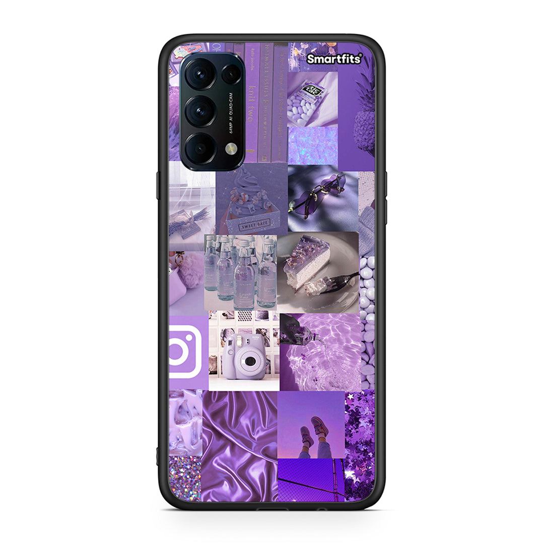 Oppo Find X3 Lite / Reno 5 5G / Reno 5 4G Purple Aesthetic Collage θήκη από τη Smartfits με σχέδιο στο πίσω μέρος και μαύρο περίβλημα | Smartphone case with colorful back and black bezels by Smartfits