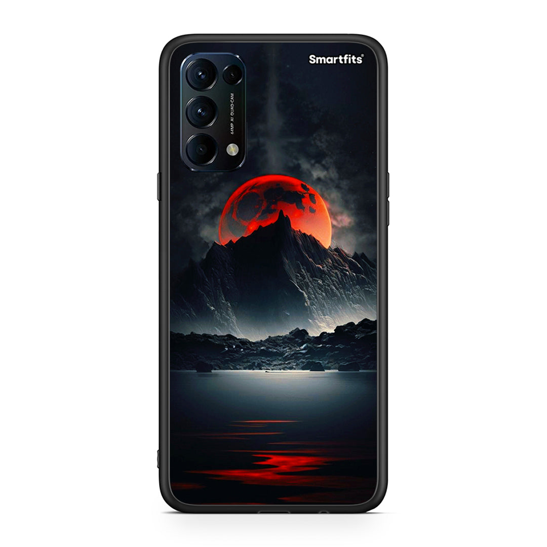 Oppo Find X3 Lite / Reno 5 5G / Reno 5 4G Red Full Moon θήκη από τη Smartfits με σχέδιο στο πίσω μέρος και μαύρο περίβλημα | Smartphone case with colorful back and black bezels by Smartfits