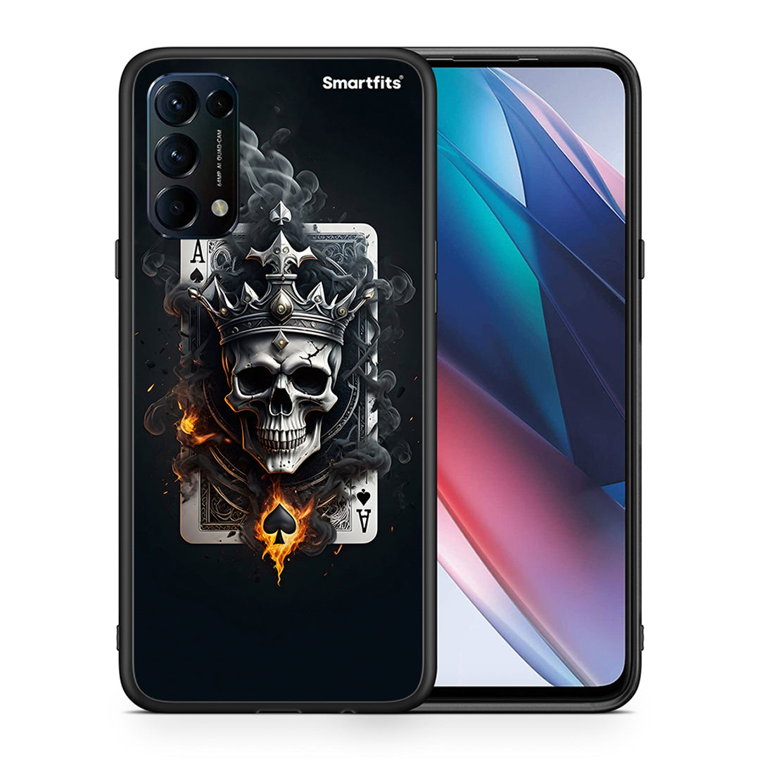 Θήκη Oppo Find X3 Lite / Reno 5 5G / Reno 5 4G Skull King Ace από τη Smartfits με σχέδιο στο πίσω μέρος και μαύρο περίβλημα | Oppo Find X3 Lite / Reno 5 5G / Reno 5 4G Skull King Ace case with colorful back and black bezels