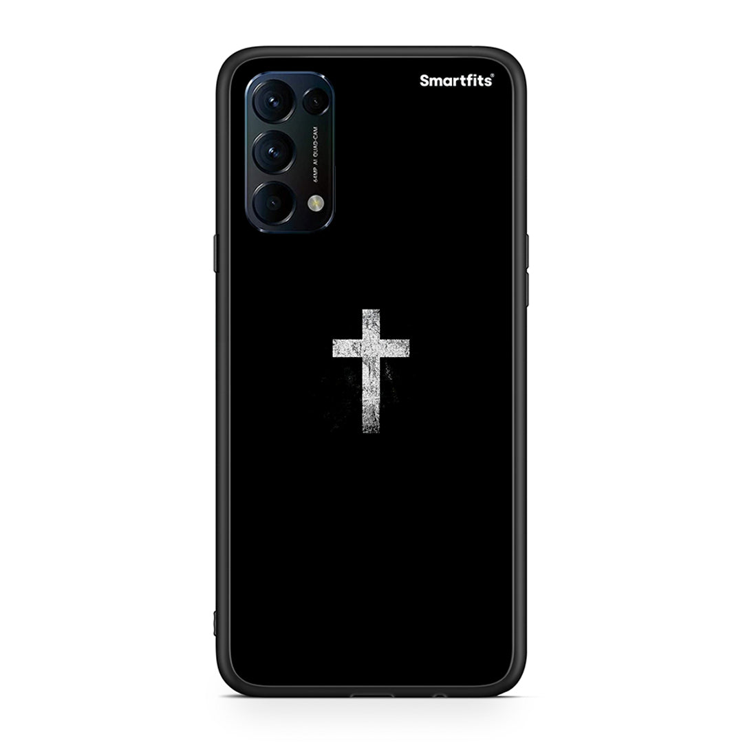 Oppo Find X3 Lite / Reno 5 5G / Reno 5 4G White Cross θήκη από τη Smartfits με σχέδιο στο πίσω μέρος και μαύρο περίβλημα | Smartphone case with colorful back and black bezels by Smartfits