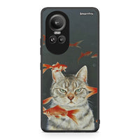 Thumbnail for Oppo Reno10 Pro Cat Goldfish θήκη από τη Smartfits με σχέδιο στο πίσω μέρος και μαύρο περίβλημα | Smartphone case with colorful back and black bezels by Smartfits