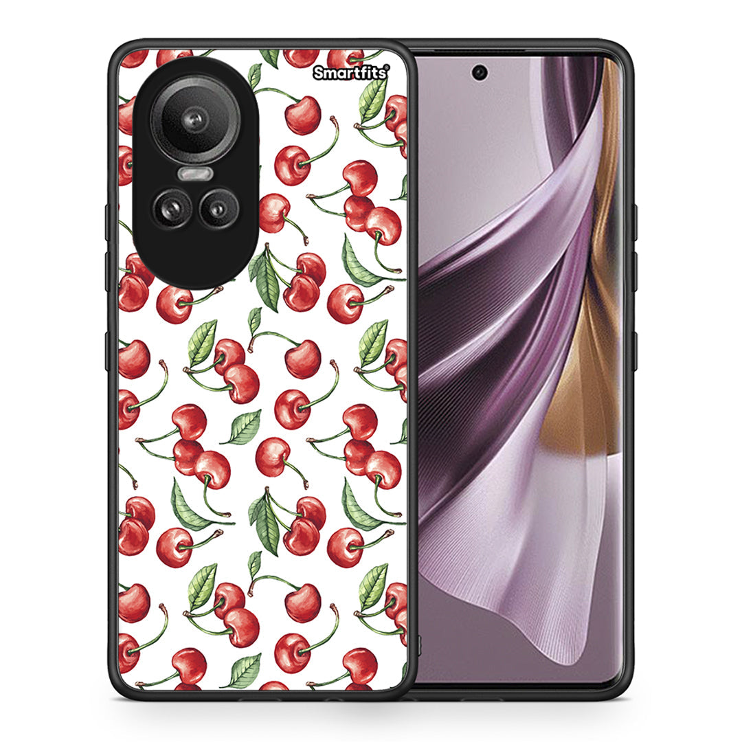 Θήκη Oppo Reno10 Pro Cherry Summer από τη Smartfits με σχέδιο στο πίσω μέρος και μαύρο περίβλημα | Oppo Reno10 Pro Cherry Summer case with colorful back and black bezels