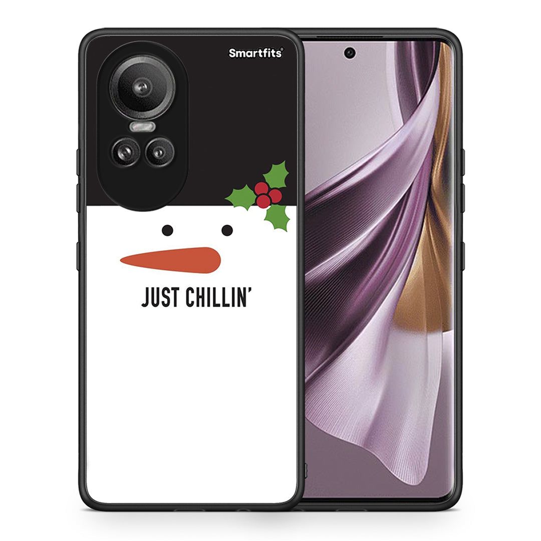 Θήκη Oppo Reno10 Pro Christmas Chillin από τη Smartfits με σχέδιο στο πίσω μέρος και μαύρο περίβλημα | Oppo Reno10 Pro Christmas Chillin case with colorful back and black bezels