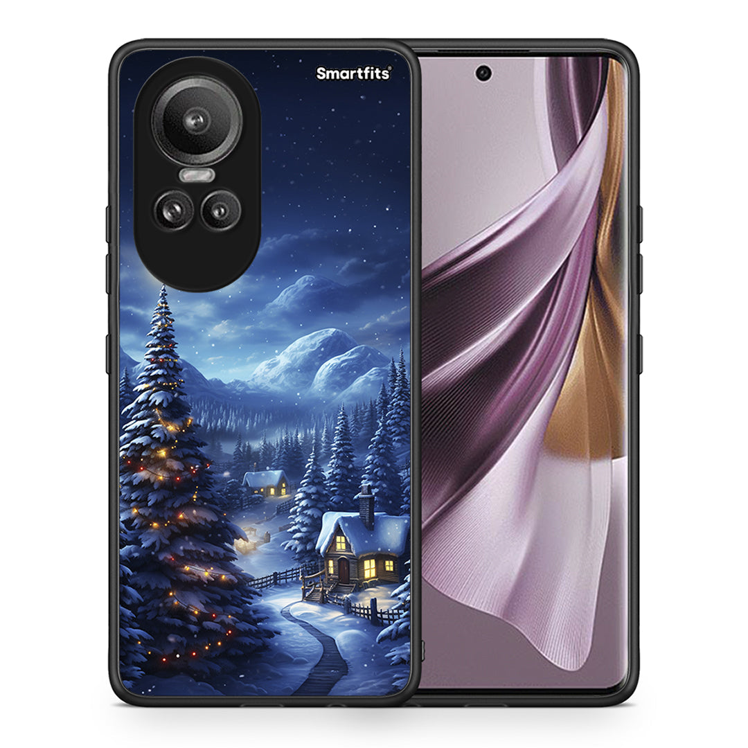 Θήκη Oppo Reno10 Pro Christmas Scenery από τη Smartfits με σχέδιο στο πίσω μέρος και μαύρο περίβλημα | Oppo Reno10 Pro Christmas Scenery case with colorful back and black bezels