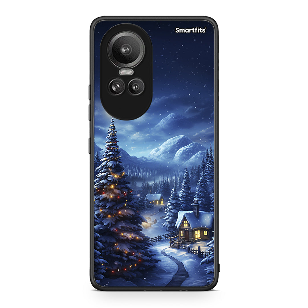 Oppo Reno10 Pro Christmas Scenery θήκη από τη Smartfits με σχέδιο στο πίσω μέρος και μαύρο περίβλημα | Smartphone case with colorful back and black bezels by Smartfits