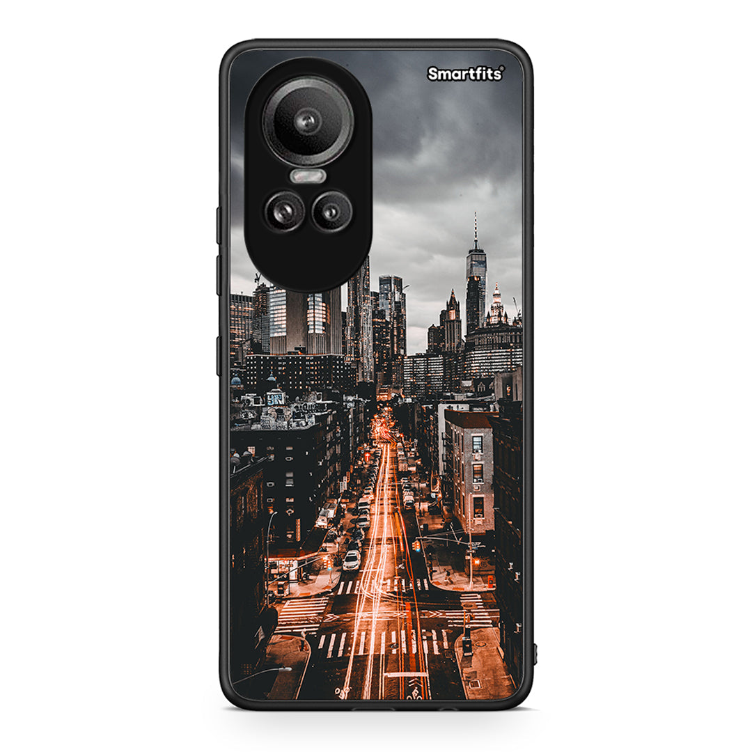 Oppo Reno10 Pro City Lights θήκη από τη Smartfits με σχέδιο στο πίσω μέρος και μαύρο περίβλημα | Smartphone case with colorful back and black bezels by Smartfits