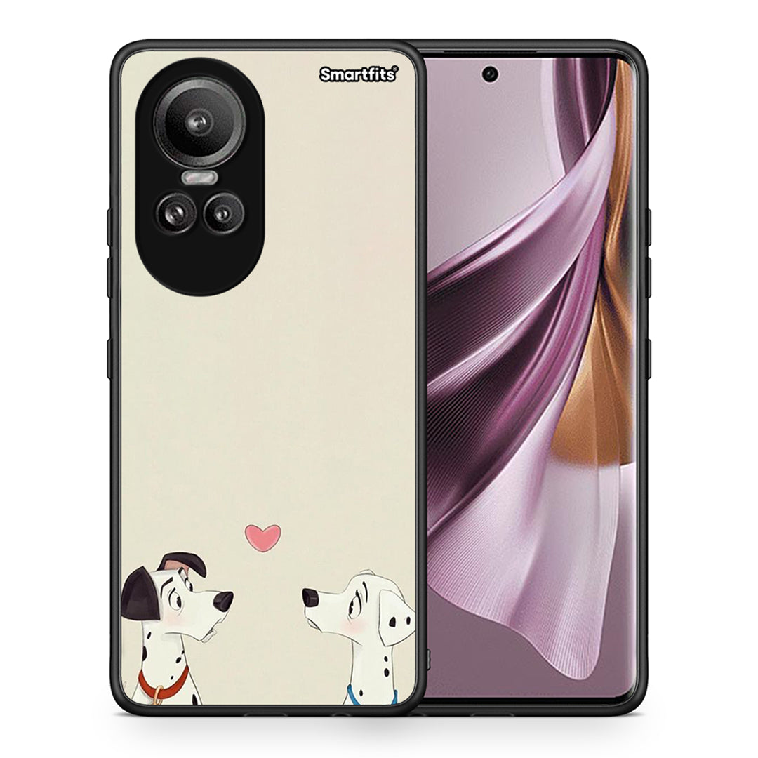 Θήκη Oppo Reno10 Pro Dalmatians Love από τη Smartfits με σχέδιο στο πίσω μέρος και μαύρο περίβλημα | Oppo Reno10 Pro Dalmatians Love case with colorful back and black bezels