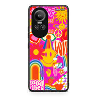 Thumbnail for Oppo Reno10 Pro Hippie Love θήκη από τη Smartfits με σχέδιο στο πίσω μέρος και μαύρο περίβλημα | Smartphone case with colorful back and black bezels by Smartfits