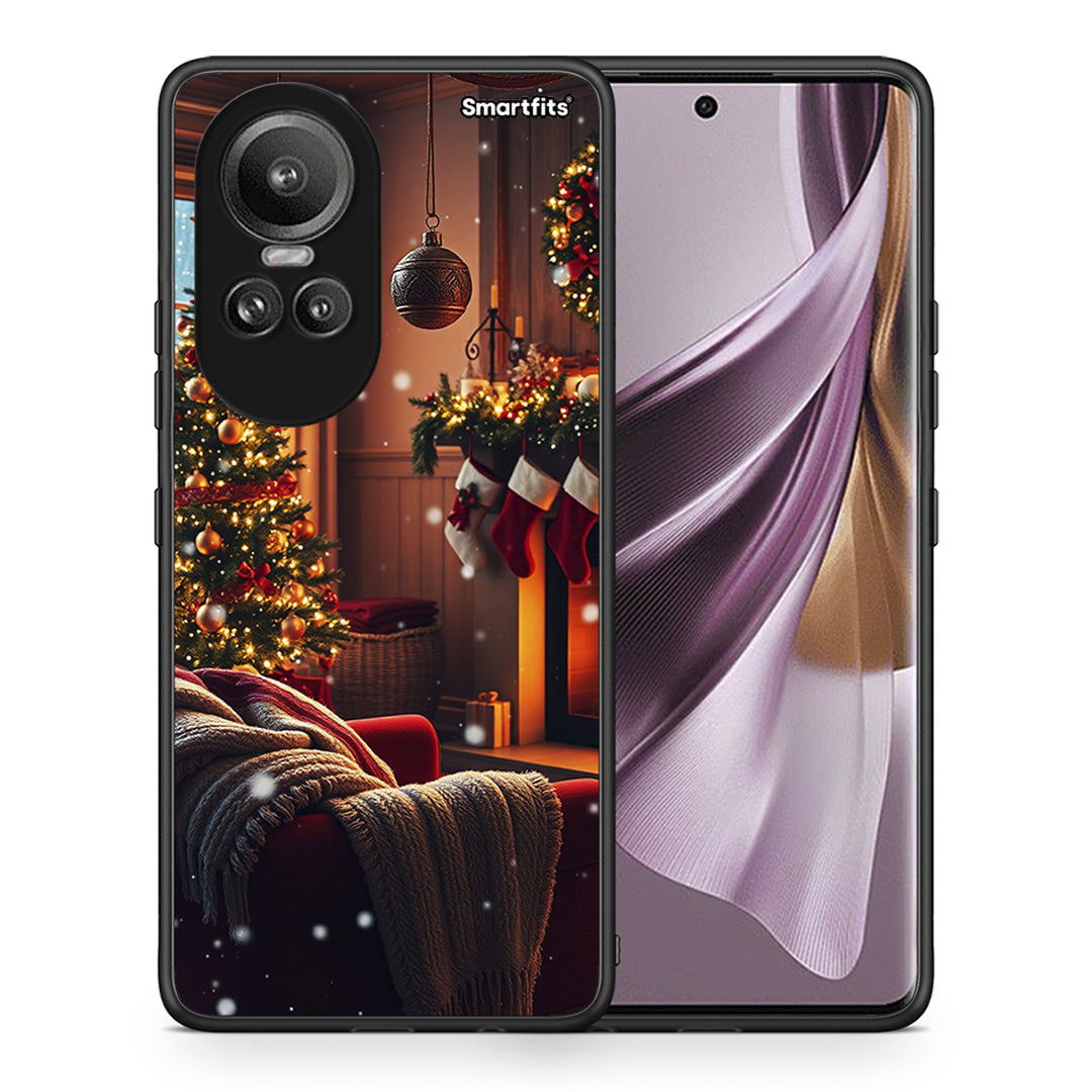 Θήκη Oppo Reno10 Pro Home For Christmas από τη Smartfits με σχέδιο στο πίσω μέρος και μαύρο περίβλημα | Oppo Reno10 Pro Home For Christmas case with colorful back and black bezels