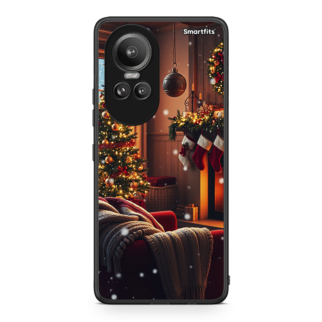 Oppo Reno10 Pro Home For Christmas θήκη από τη Smartfits με σχέδιο στο πίσω μέρος και μαύρο περίβλημα | Smartphone case with colorful back and black bezels by Smartfits