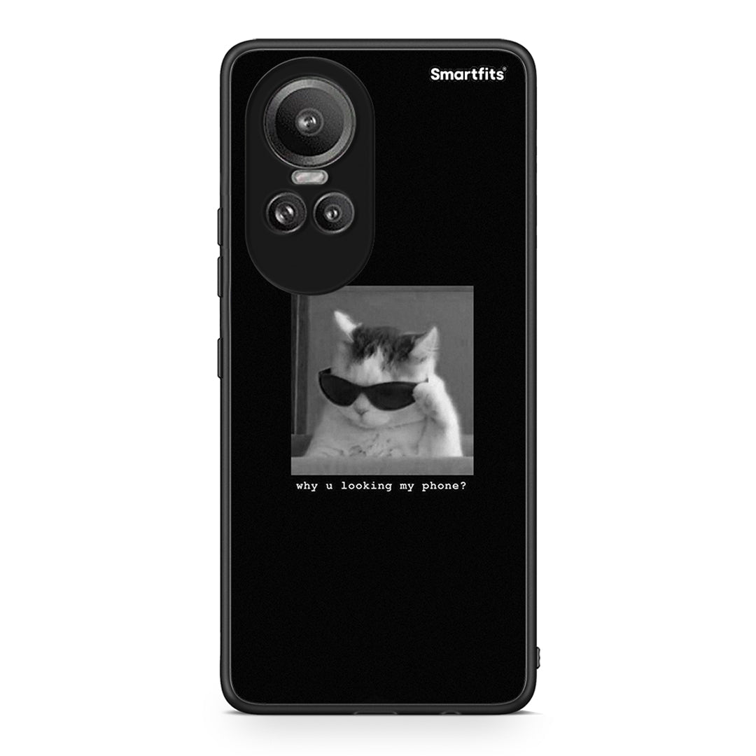 Oppo Reno10 Pro Meme Cat θήκη από τη Smartfits με σχέδιο στο πίσω μέρος και μαύρο περίβλημα | Smartphone case with colorful back and black bezels by Smartfits