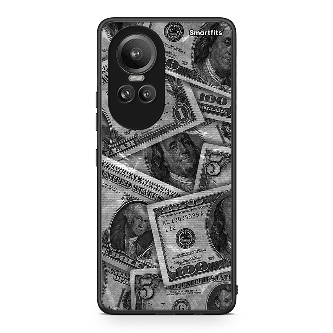 Oppo Reno10 Pro Money Dollars θήκη από τη Smartfits με σχέδιο στο πίσω μέρος και μαύρο περίβλημα | Smartphone case with colorful back and black bezels by Smartfits