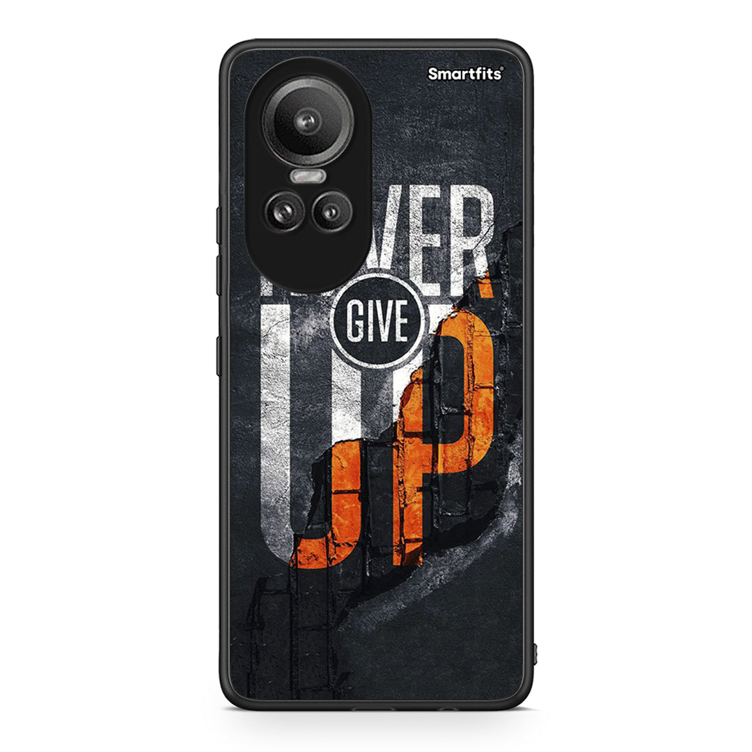 Oppo Reno10 Pro Never Give Up Θήκη Αγίου Βαλεντίνου από τη Smartfits με σχέδιο στο πίσω μέρος και μαύρο περίβλημα | Smartphone case with colorful back and black bezels by Smartfits