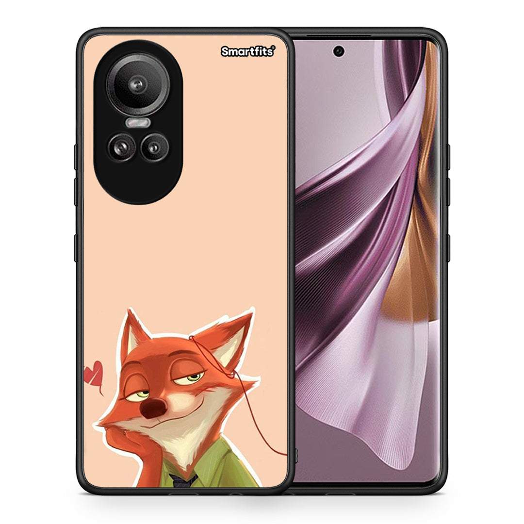 Θήκη Oppo Reno10 Pro Nick Wilde And Judy Hopps Love 1 από τη Smartfits με σχέδιο στο πίσω μέρος και μαύρο περίβλημα | Oppo Reno10 Pro Nick Wilde And Judy Hopps Love 1 case with colorful back and black bezels