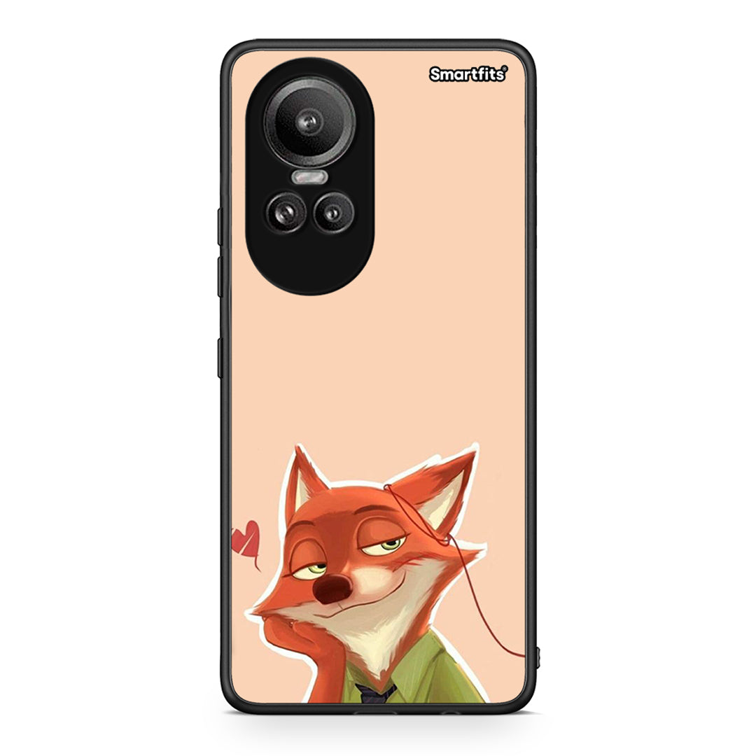 Oppo Reno10 Pro Nick Wilde And Judy Hopps Love 1 θήκη από τη Smartfits με σχέδιο στο πίσω μέρος και μαύρο περίβλημα | Smartphone case with colorful back and black bezels by Smartfits