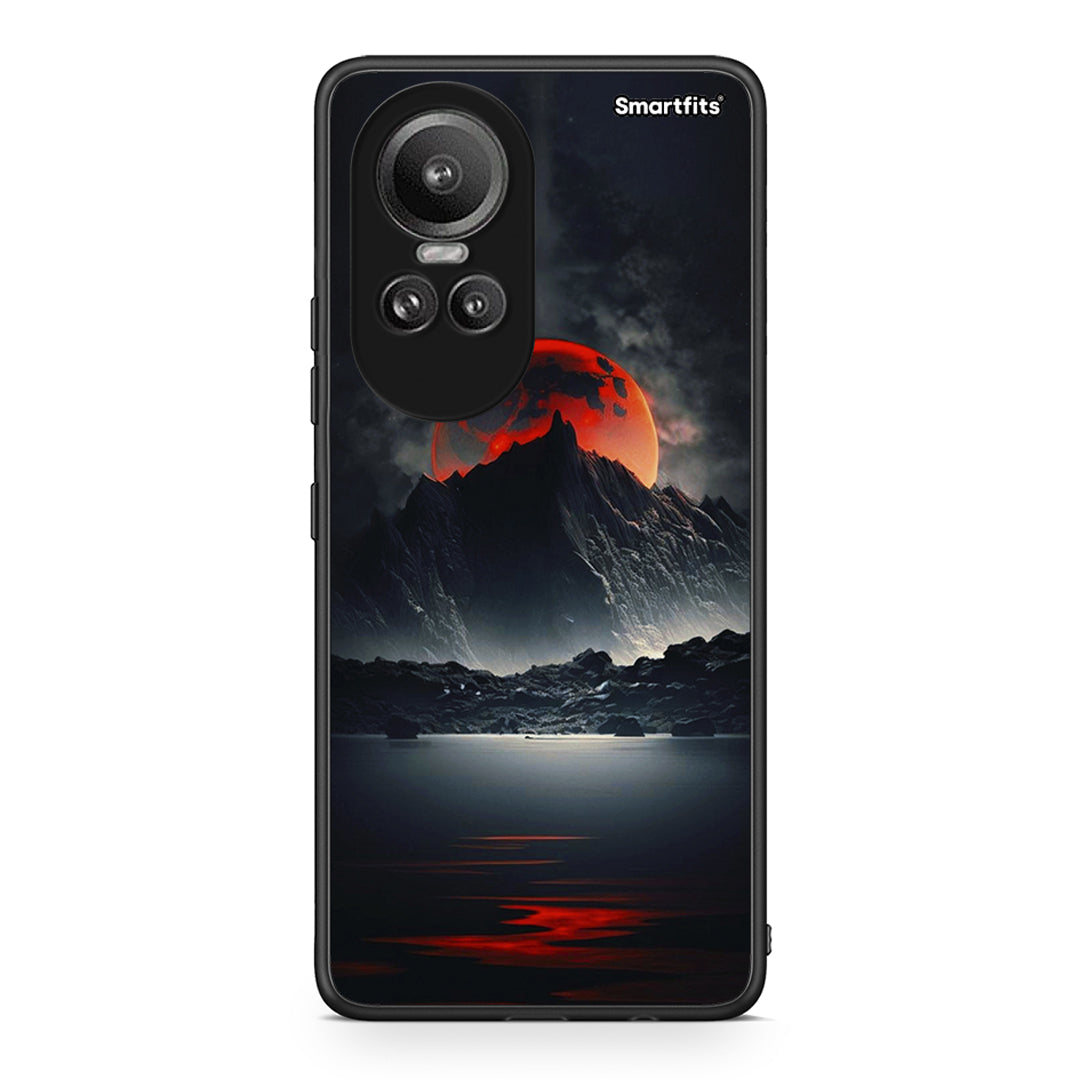 Oppo Reno10 Pro Red Full Moon θήκη από τη Smartfits με σχέδιο στο πίσω μέρος και μαύρο περίβλημα | Smartphone case with colorful back and black bezels by Smartfits