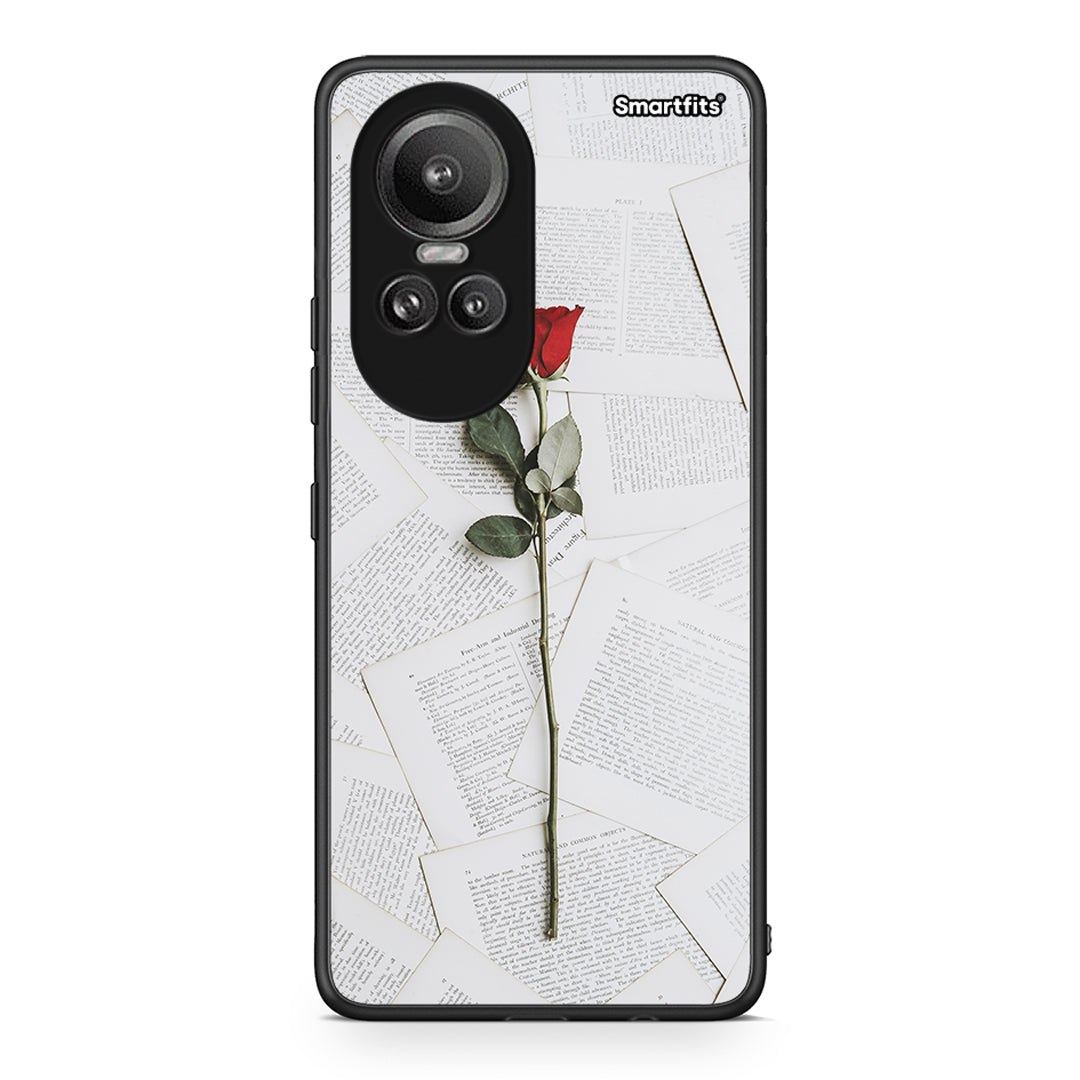 Oppo Reno10 Pro Red Rose θήκη από τη Smartfits με σχέδιο στο πίσω μέρος και μαύρο περίβλημα | Smartphone case with colorful back and black bezels by Smartfits