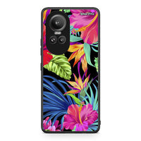 Thumbnail for Oppo Reno10 Pro Tropical Flowers θήκη από τη Smartfits με σχέδιο στο πίσω μέρος και μαύρο περίβλημα | Smartphone case with colorful back and black bezels by Smartfits