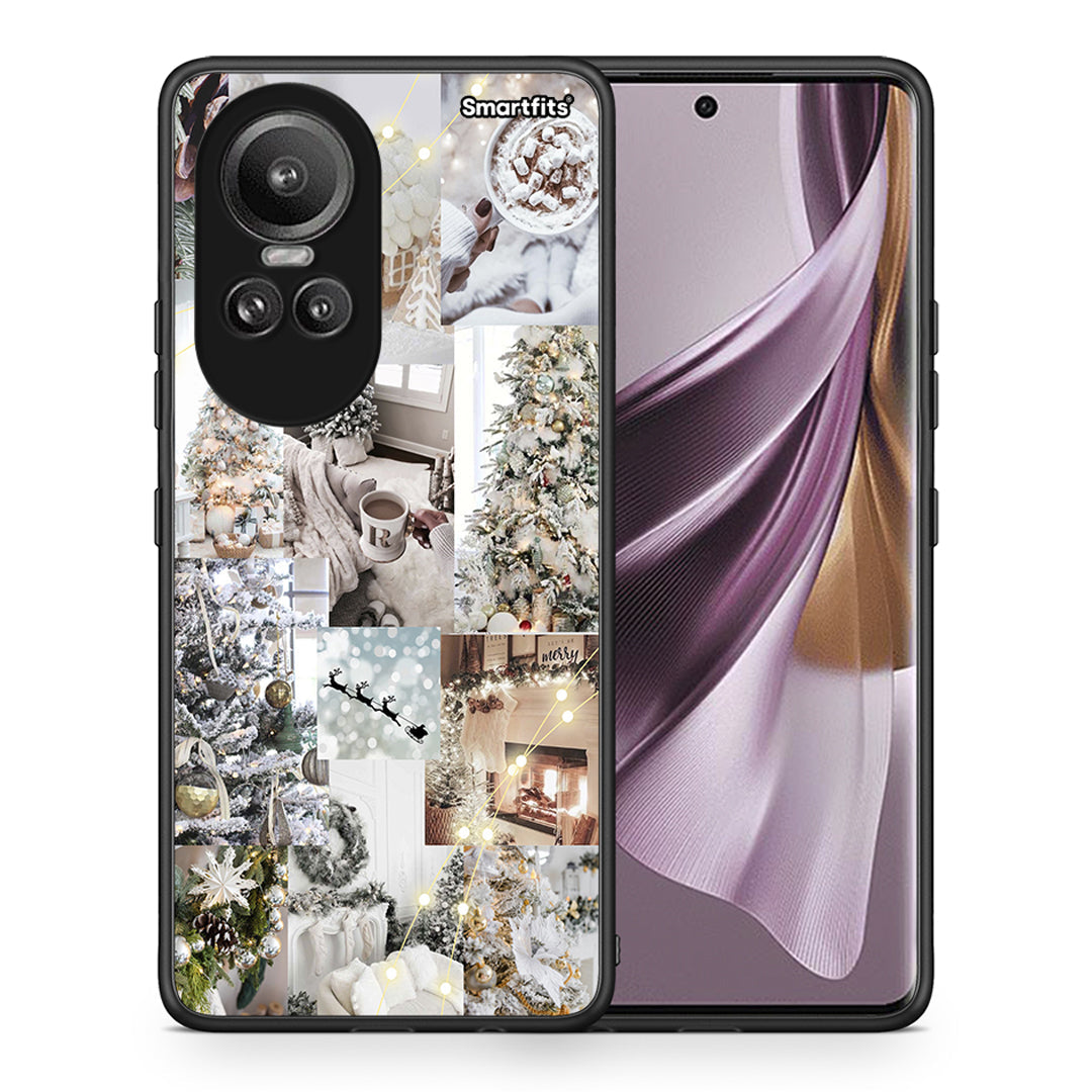 Θήκη Oppo Reno10 Pro White Christmas από τη Smartfits με σχέδιο στο πίσω μέρος και μαύρο περίβλημα | Oppo Reno10 Pro White Christmas case with colorful back and black bezels