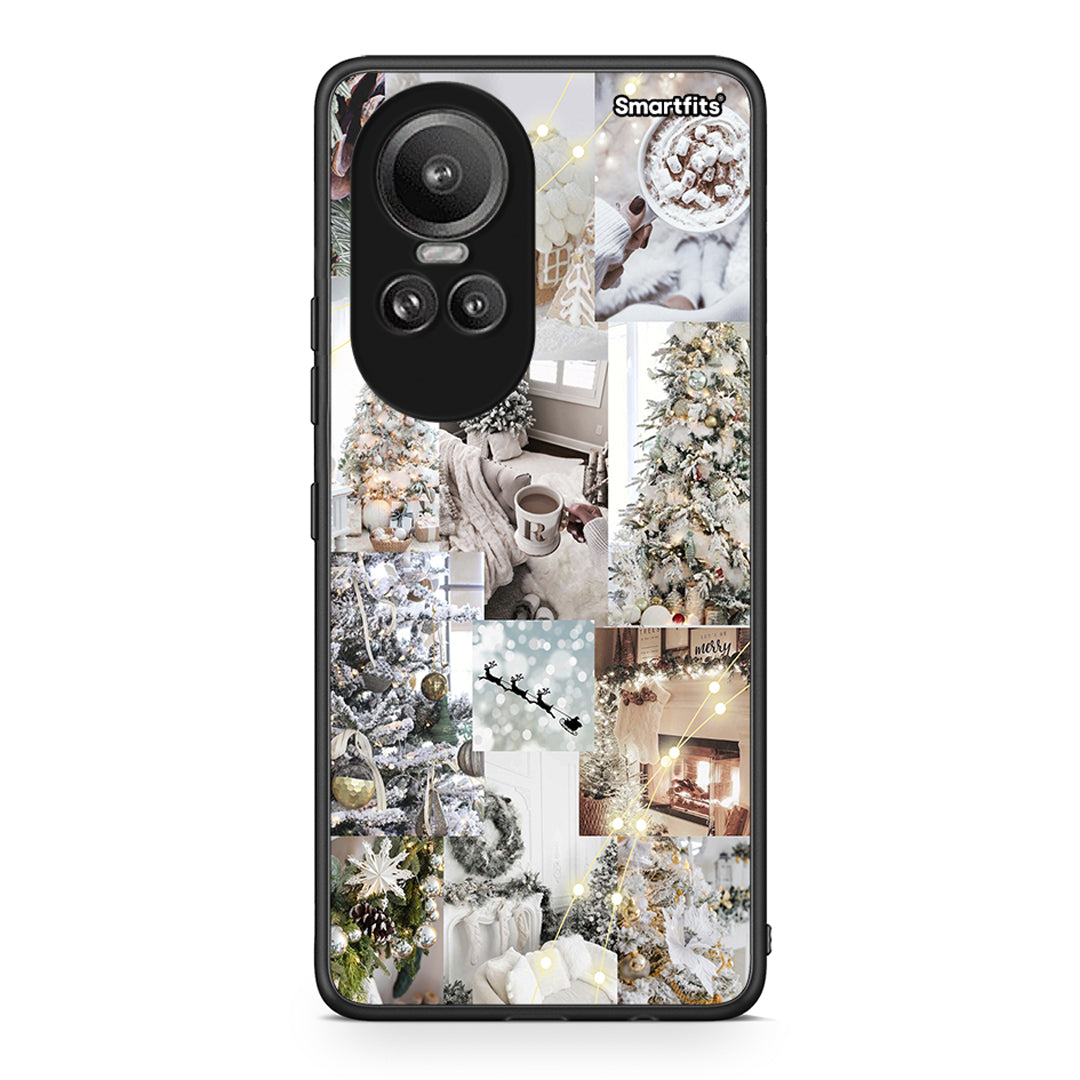 Oppo Reno10 Pro White Christmas θήκη από τη Smartfits με σχέδιο στο πίσω μέρος και μαύρο περίβλημα | Smartphone case with colorful back and black bezels by Smartfits