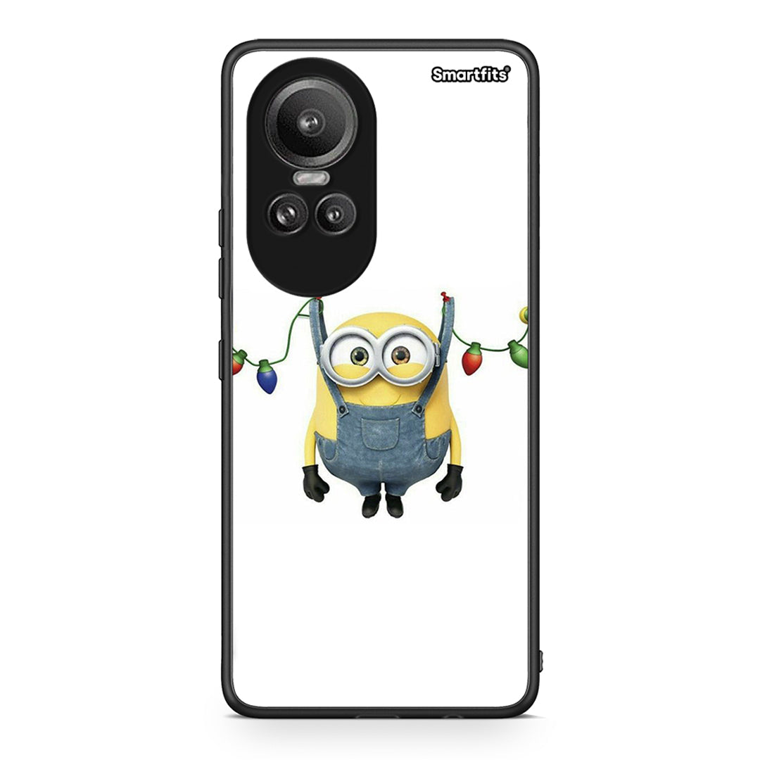 Oppo Reno10 Pro Xmas Minion Lights θήκη από τη Smartfits με σχέδιο στο πίσω μέρος και μαύρο περίβλημα | Smartphone case with colorful back and black bezels by Smartfits