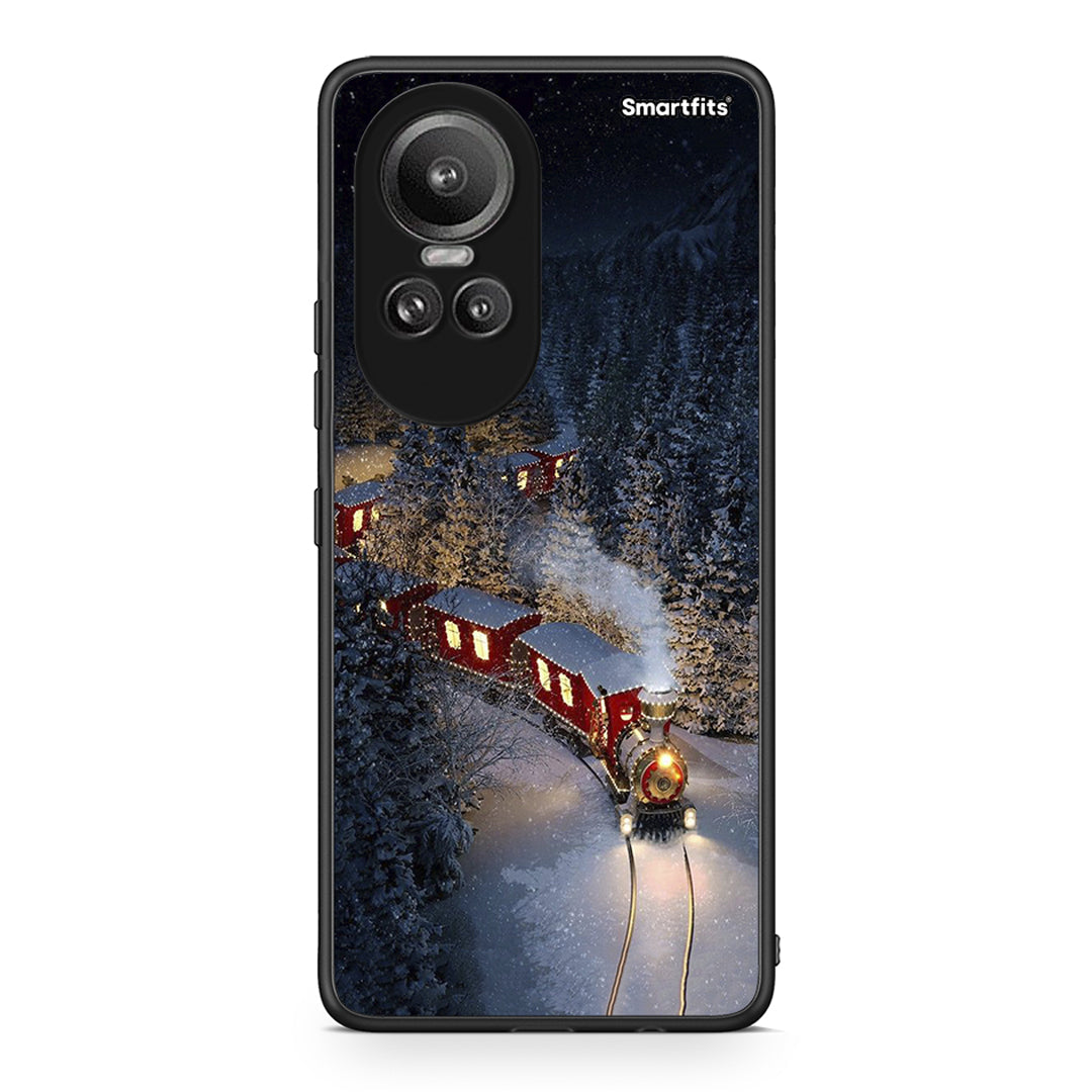 Oppo Reno10 Pro Xmas Train θήκη από τη Smartfits με σχέδιο στο πίσω μέρος και μαύρο περίβλημα | Smartphone case with colorful back and black bezels by Smartfits