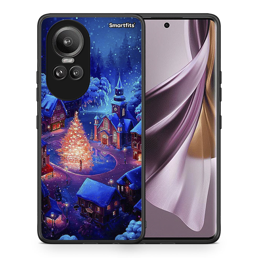 Θήκη Oppo Reno10 Pro Xmas Village από τη Smartfits με σχέδιο στο πίσω μέρος και μαύρο περίβλημα | Oppo Reno10 Pro Xmas Village case with colorful back and black bezels