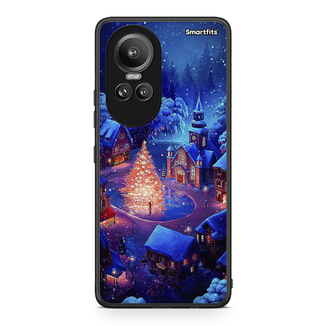 Oppo Reno10 Pro Xmas Village θήκη από τη Smartfits με σχέδιο στο πίσω μέρος και μαύρο περίβλημα | Smartphone case with colorful back and black bezels by Smartfits