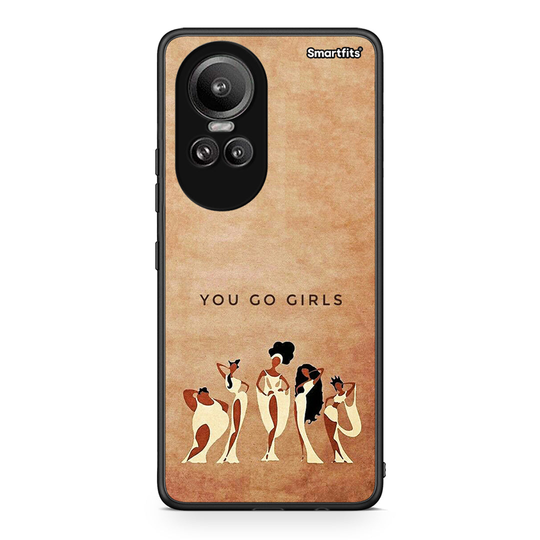 Oppo Reno10 Pro You Go Girl θήκη από τη Smartfits με σχέδιο στο πίσω μέρος και μαύρο περίβλημα | Smartphone case with colorful back and black bezels by Smartfits