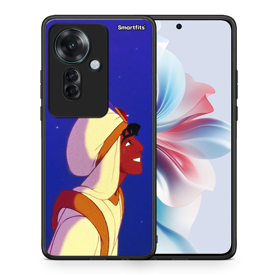 Θήκη Oppo Reno11 F 5G Alladin And Jasmine Love 1 από τη Smartfits με σχέδιο στο πίσω μέρος και μαύρο περίβλημα | Oppo Reno11 F 5G Alladin And Jasmine Love 1 case with colorful back and black bezels