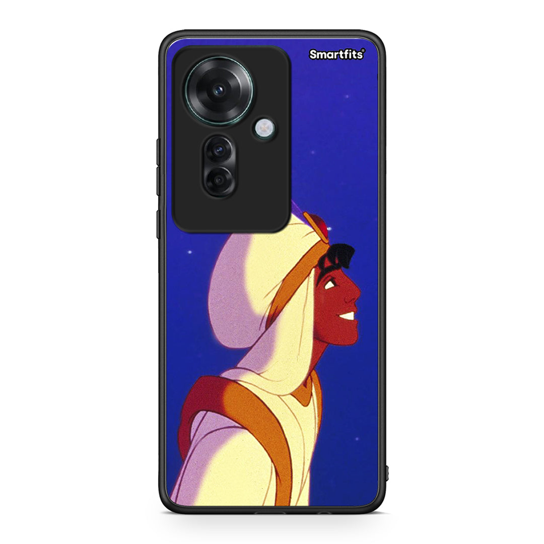 Oppo Reno11 F 5G Alladin And Jasmine Love 1 θήκη από τη Smartfits με σχέδιο στο πίσω μέρος και μαύρο περίβλημα | Smartphone case with colorful back and black bezels by Smartfits