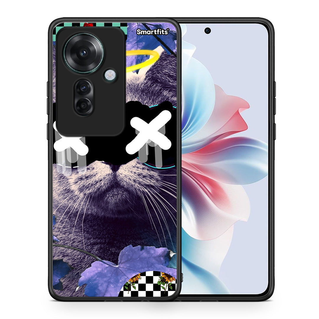 Θήκη Oppo Reno11 F 5G Cat Collage από τη Smartfits με σχέδιο στο πίσω μέρος και μαύρο περίβλημα | Oppo Reno11 F 5G Cat Collage case with colorful back and black bezels