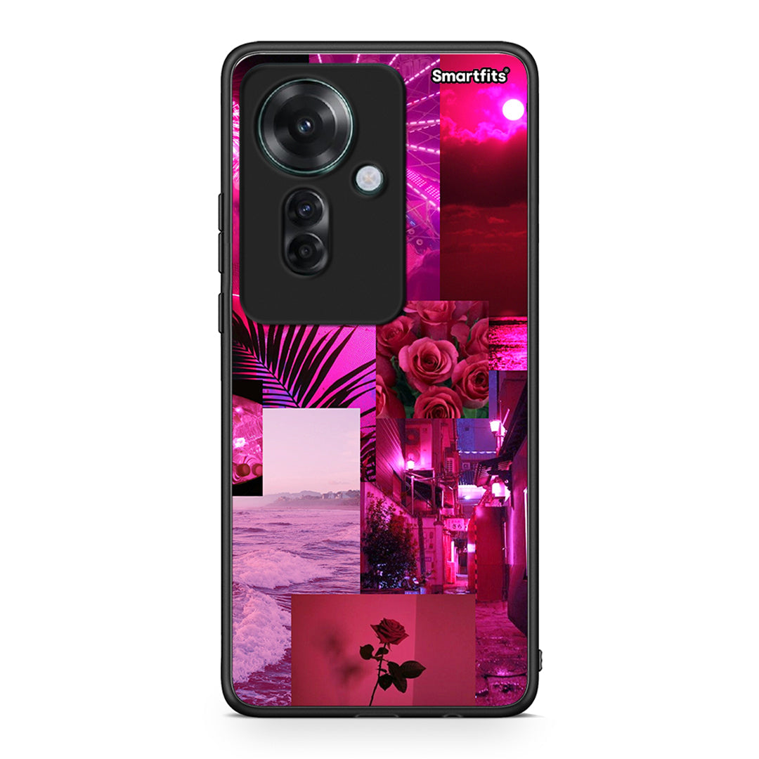 Oppo Reno11 F 5G Collage Red Roses Θήκη Αγίου Βαλεντίνου από τη Smartfits με σχέδιο στο πίσω μέρος και μαύρο περίβλημα | Smartphone case with colorful back and black bezels by Smartfits