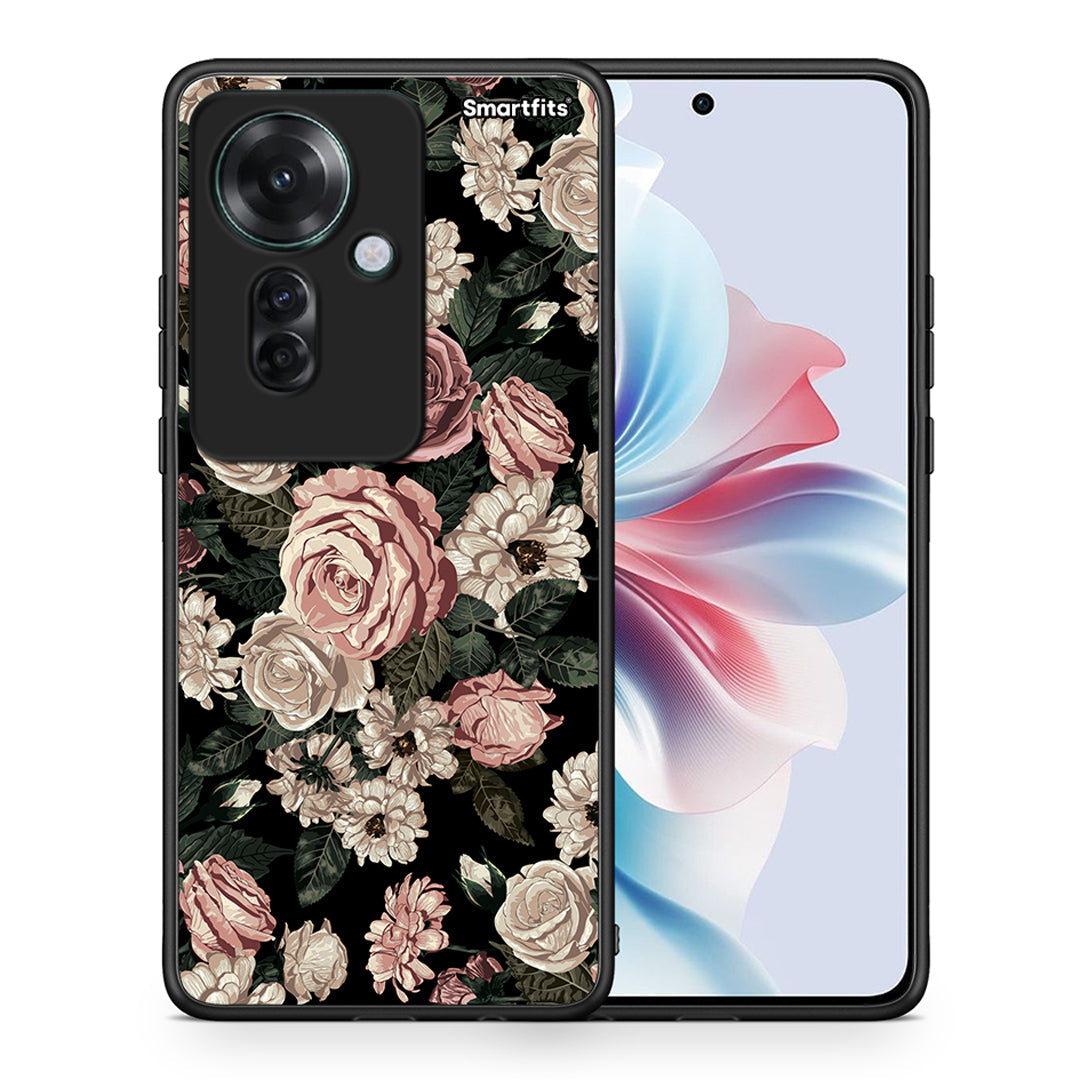 Θήκη Oppo Reno11 F 5G Wild Roses Flower από τη Smartfits με σχέδιο στο πίσω μέρος και μαύρο περίβλημα | Oppo Reno11 F 5G Wild Roses Flower case with colorful back and black bezels