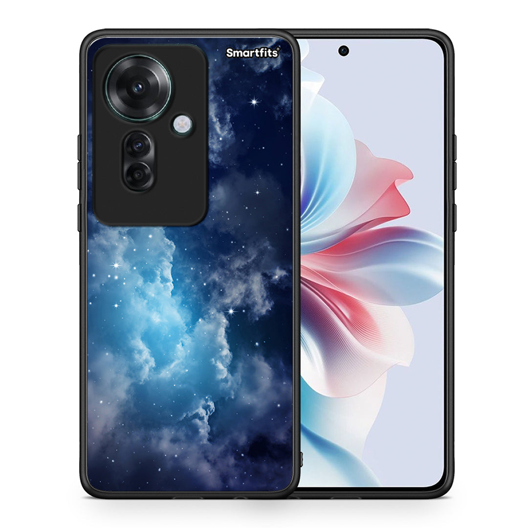 Θήκη Oppo Reno11 F 5G Blue Sky Galaxy από τη Smartfits με σχέδιο στο πίσω μέρος και μαύρο περίβλημα | Oppo Reno11 F 5G Blue Sky Galaxy case with colorful back and black bezels